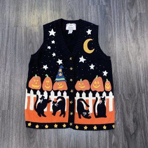 Tiara International Vintage y2k Halloween Pumpkin Patch Vest size Small